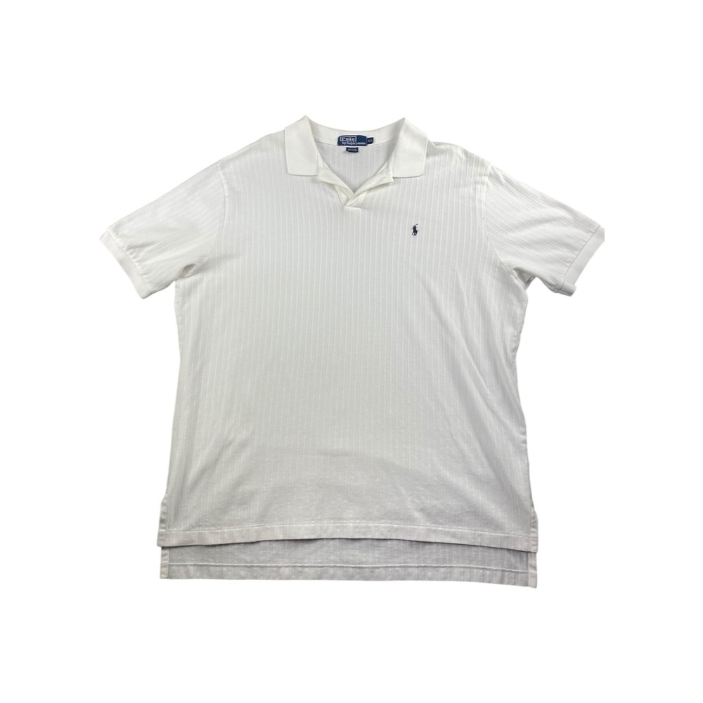 Polo by Ralph Lauren Mens White Ribbed Texture Polo Shirt Size XXL‎